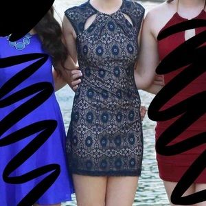 B. Darlin navy blue lace bodycon mini dress / homecoming dress / formal dress